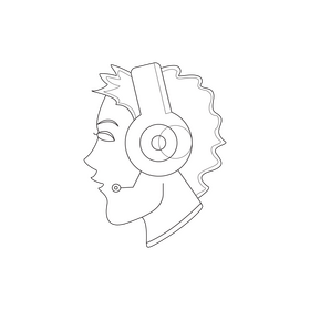 Headphones customer service black and white clipart
