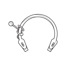 Headphones Retro drawing black and white clipart