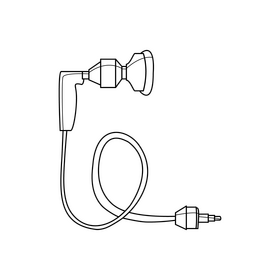 Single earphone black and white clipart