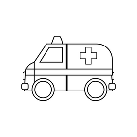 Ambulance cartoon drawing black and white clipart