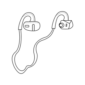 Earphones drawing black and white clipart