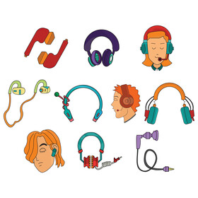 Headphones clipart images set vector