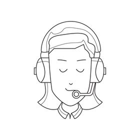 Headphones customer service black and white clipart