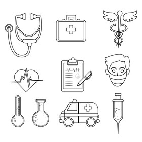 Healthcare and Medical images set black and white vector