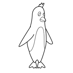 Penguin cartoon drawing black and white clipart