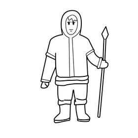 Eskimo drawing black and white clipart