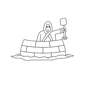 Eskimo building igloo black and white clipart