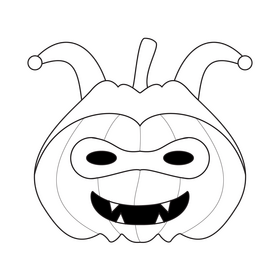 Jack O Lantern clown drawing black and white clipart