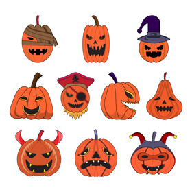 Halloween Jack O Lantern pumpkin set vector