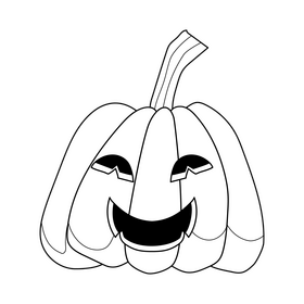 Smiling Jack O Lantern halloween pumpkin black and white clipart