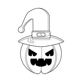 Jack O Lantern witch halloween pumpkin black and white clipart