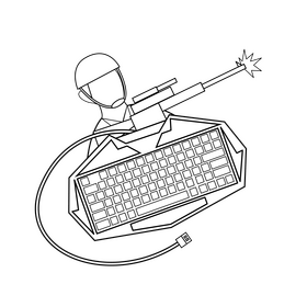 Keyboard Gaming drawing black and white clipart