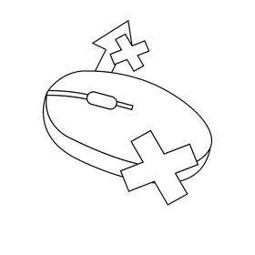 Computer mouse broken black and white clipart