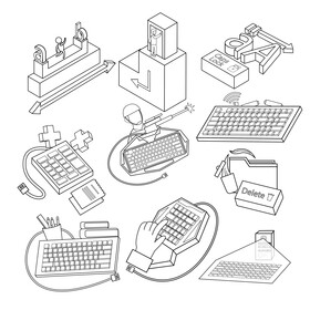 Keyboard clipart images set black and white vector