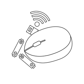 Computer Mouse wireless cartoon drawing black and white clipart