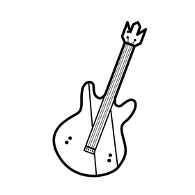 Bass guitar drawing black and white clipart