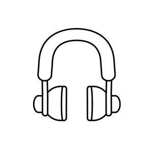 Headphones cartoon black and white clipart