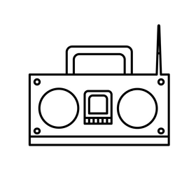 Radio cartoon drawing black and white clipart