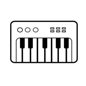 Piano cartoon black and white clipart