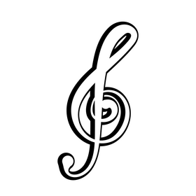 Music note drawing black and white clipart