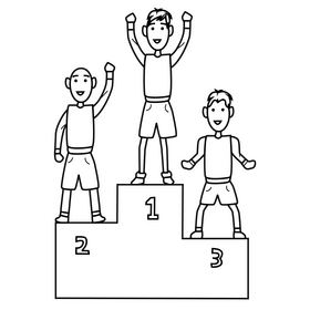 Olympic games winner podium drawing black and white clipart