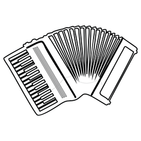 Piano accordion drawing black and white clipart