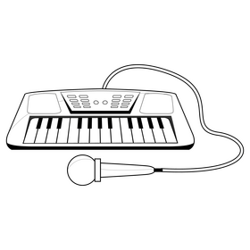 Piano toy black and white clipart