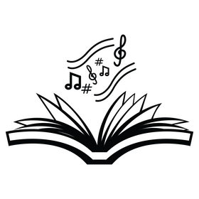 Sheet music drawing black and white clipart