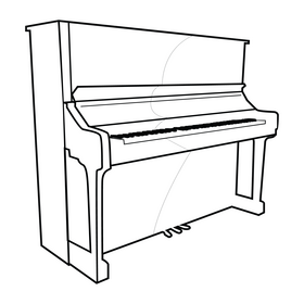 Upright piano drawing black and white clipart
