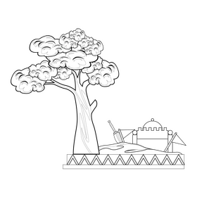 Playground sandbox drawing black and white clipart