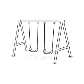 Kids playground swing black and white clipart