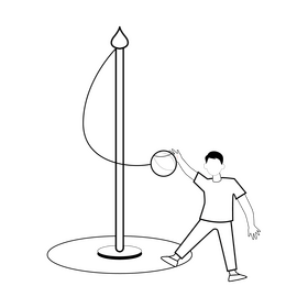 Playground tetherball black and white clipart