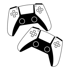 Playstation PS Controller drawing black and white clipart