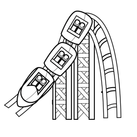 Roller coaster track cartoon drawing black and white clipart