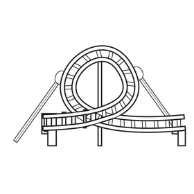Roller Coaster drawing black and white clipart