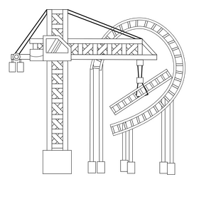 Roller coaster building black and white clipart