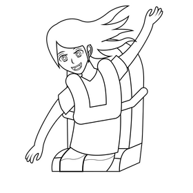 Happy girl on roller coaster black and white clipart