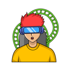 VR Virtual Reality roller coaster clipart