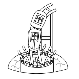 Roller coaster underwater cartoon black and white clipart