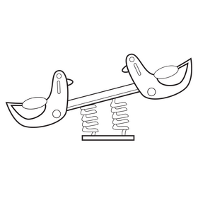 Duck seesaw drawing black and white clipart
