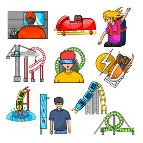 Roller coaster images set vector