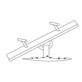 Kids seesaw black and white clipart