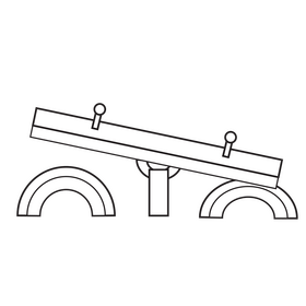 Playground seesaw black and white clipart