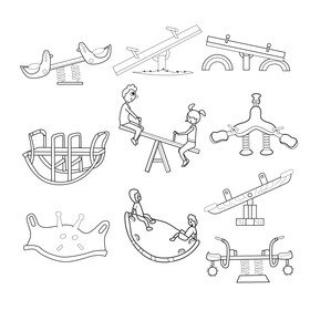 Kids seesaw set black and white vector