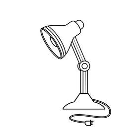 Study Lamp black and white clipart
