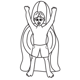 Water slide cartoon drawing black and white clipart