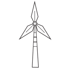 Electrical power windmill black and white clipart