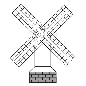 Windmill drawing black and white clipart