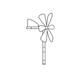 Small Windmill black and white clipart