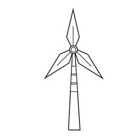 Electric Windmill drawing black and white clipart